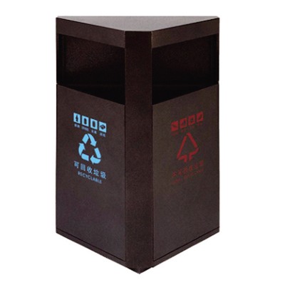 靠墻式商務垃圾桶(金花色)